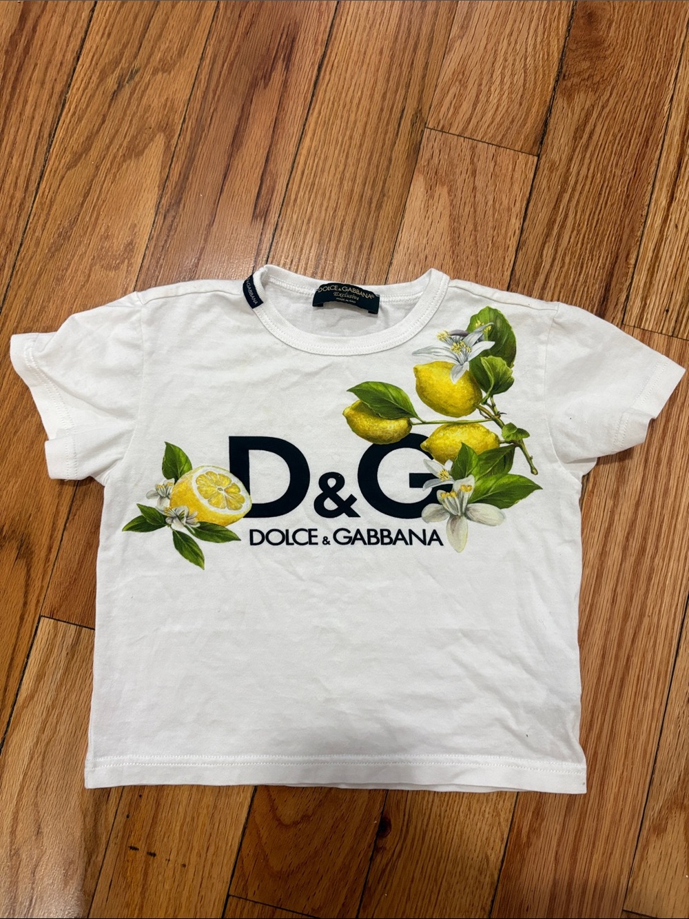 Dolce & Gabbana Kids White Tee with Lemon Graphic and D&G Logo